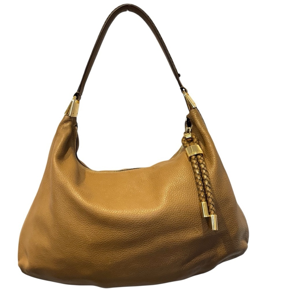 Michael Kors skorpios tan pebbled, leather hobo shoulder bag